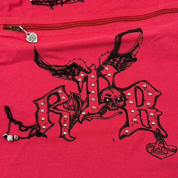 RED Authentic Pigment Canvas RTB Real Tough B itch Cinch Sack Biker Backpack - Picture 2 of 5